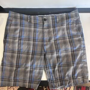 Tommy Bahama Relax Shorts Mens 38 Blue Plaid Flat Front Casual Golf Chino  9”